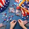 346 Pcs/20 Sets Patriotic DIY Bead Bracelet Red White Blue Keychain Kit American Flag Wooden Bead for Craft with String Jewelry Necklace Craft Decoration School DIY
